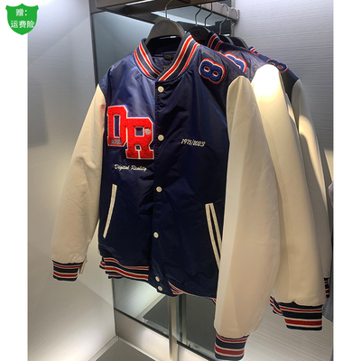 冬季男装补丁饰棒球服飞行员夹克