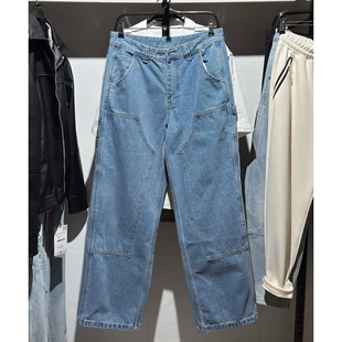 木匠风口袋饰宽松直筒水洗牛仔裤 柜429 男装 新品 6855402 25春季