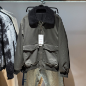 口袋夹克棉服外套0155170 柜799 801 男装 翻毛领拼接工装 冬季 新款