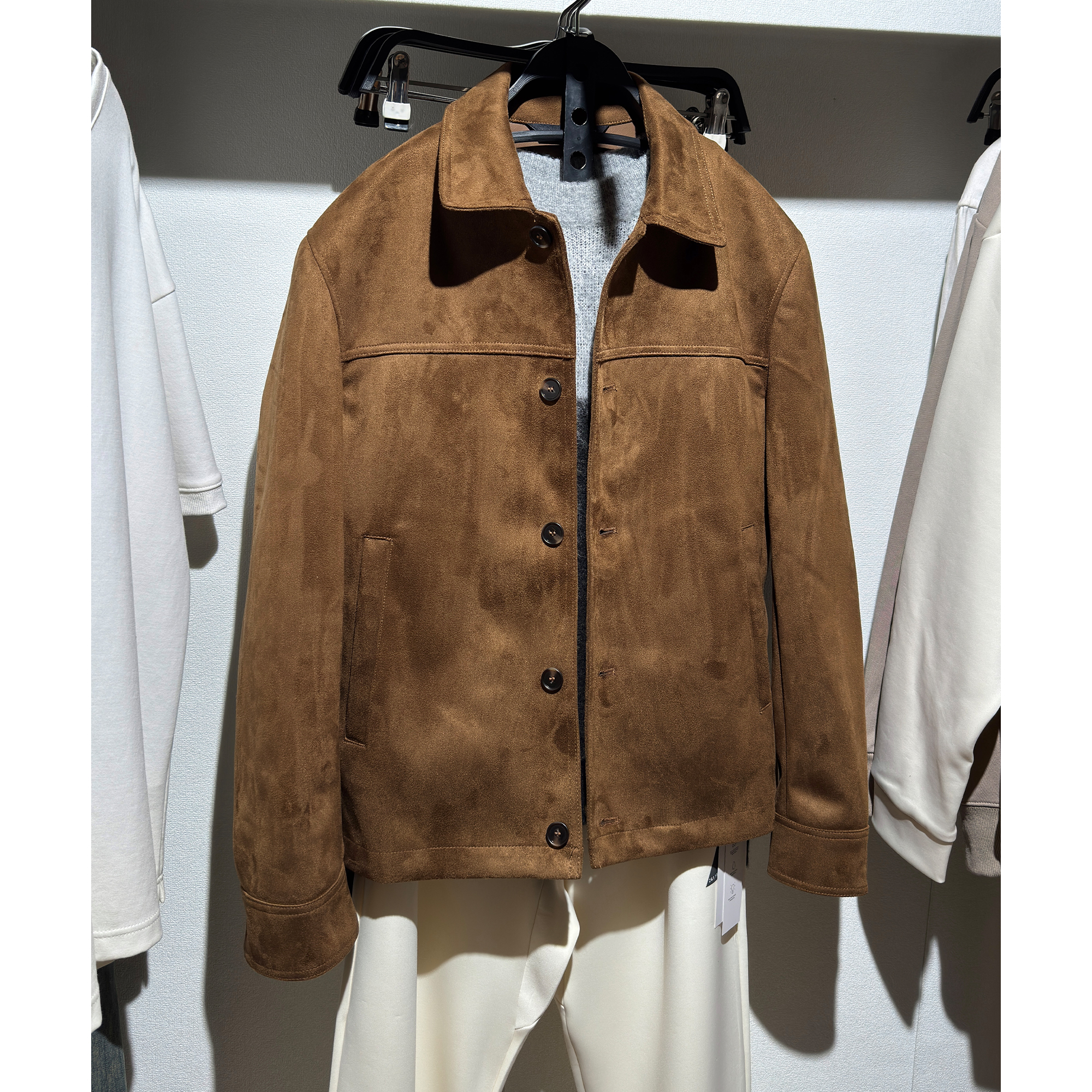 西班牙出口春季男装麂皮绒面夹克