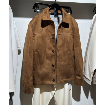 西班牙出口春季男装麂皮绒面夹克
