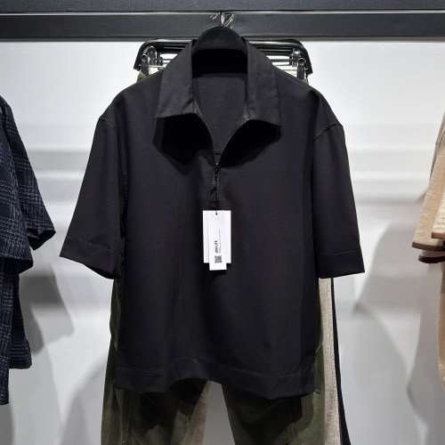 柜329！ZA26春夏新品男装宽松拉链科技面料短袖POLO衫6861692 800