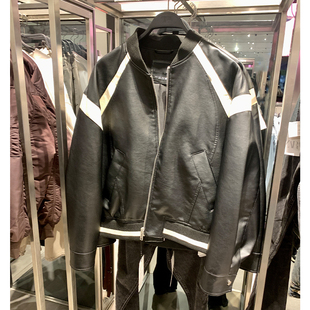 柜699!新款男装撞色复古机车仿皮飞行员夹克外套皮衣3715300 800