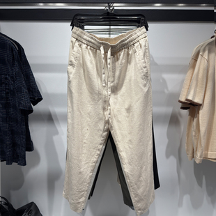 男装 柜329 ZA春夏季 新品 5070902 宽松弹力腰身凉感棉麻休闲长裤