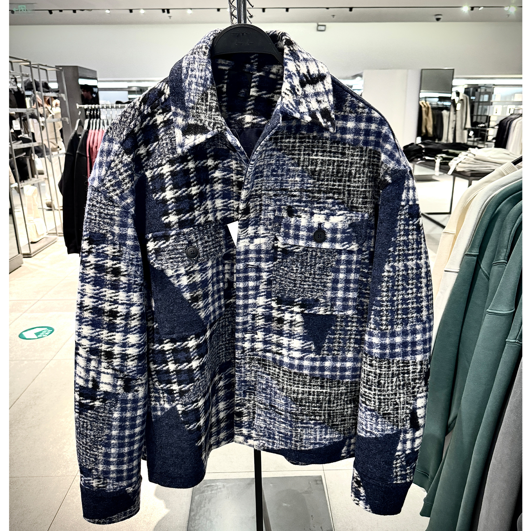 ZA男装翻领冬宽松法兰绒夹克衬衫