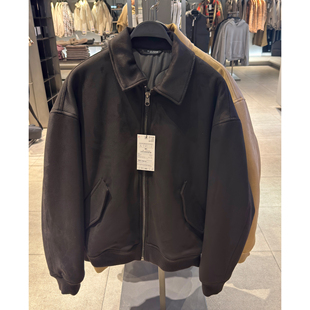 麂皮绒宽松棉服飞行员夹克外套棉衣 ZA男装 6318312 冬新品 柜529