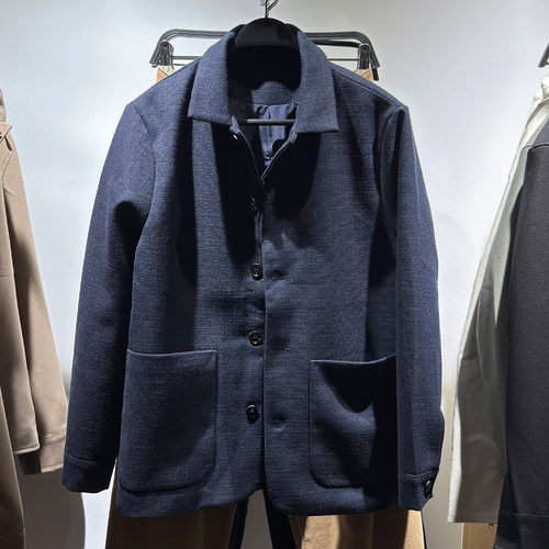 纯色纹理修身直筒衬衫外套