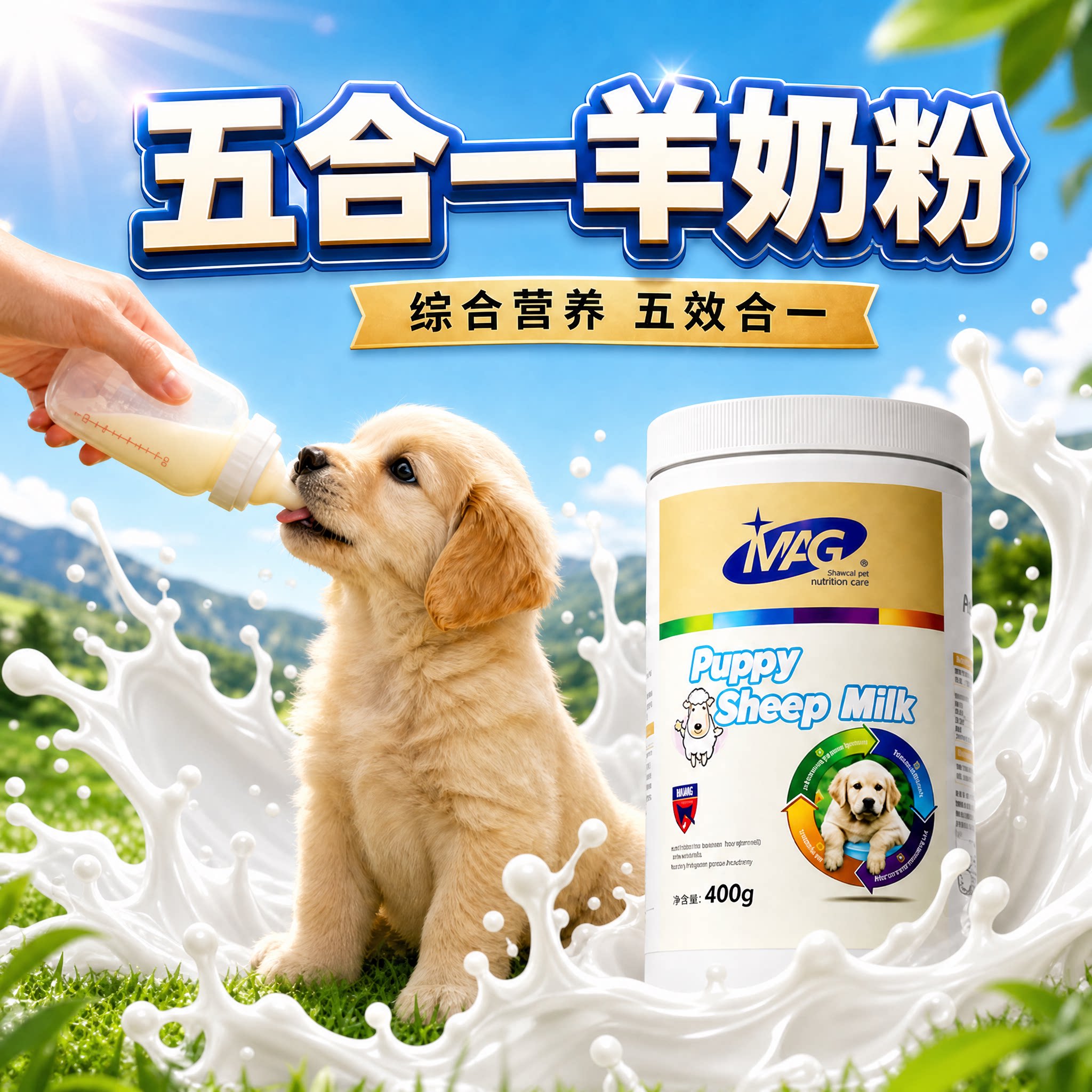 MAG五合一羊奶粉狗狗专用 宠物新生幼犬小奶狗成犬营养补充 400g