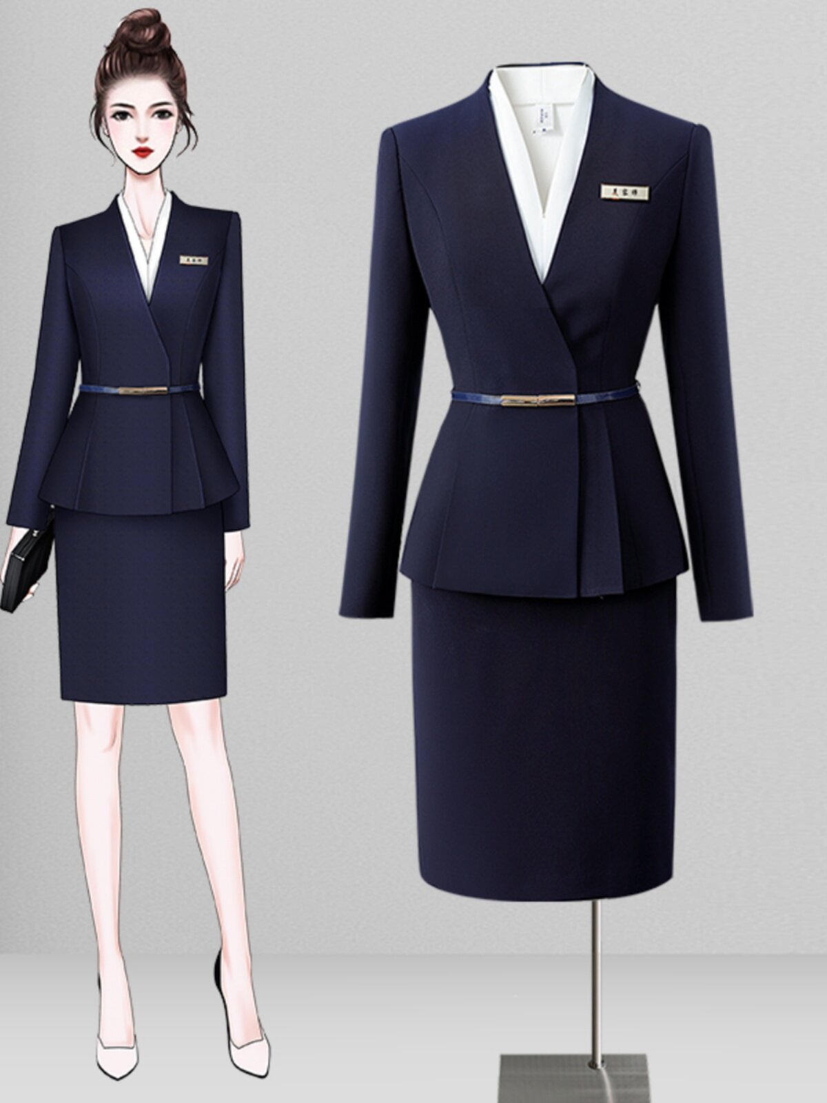 여성을 위한 전문 정장 슈트 패션 기질 영업부 보석상 헬스 센터 호텔 프론트 리셉션 작업복 가을