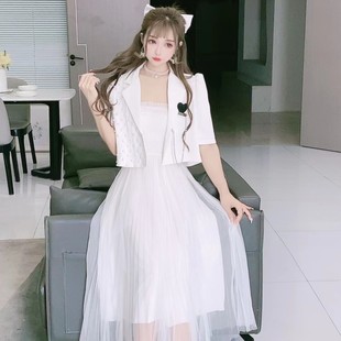 外套两件套装 公主家9236 吊带裙＋西装 修身 仙女裙穿搭 摩登女郎