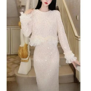 公主家2512新款 饰上衣 半身裙两件套小个子套装 秋冬气质亮片装