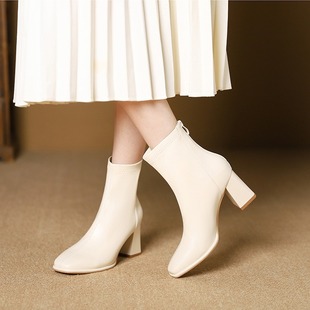 侧拉链短靴粗跟短靴拉链靴瘦瘦靴 韩版 公主家韩版 606秋冬新款