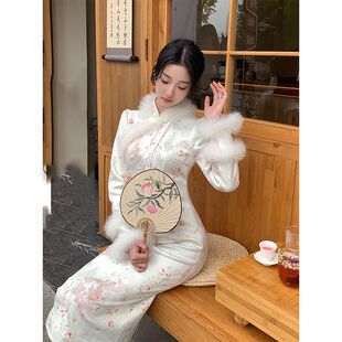 时尚 公主家7901秋季 新中式 中长款 旗袍裙连衣裙 气质优雅修身 里