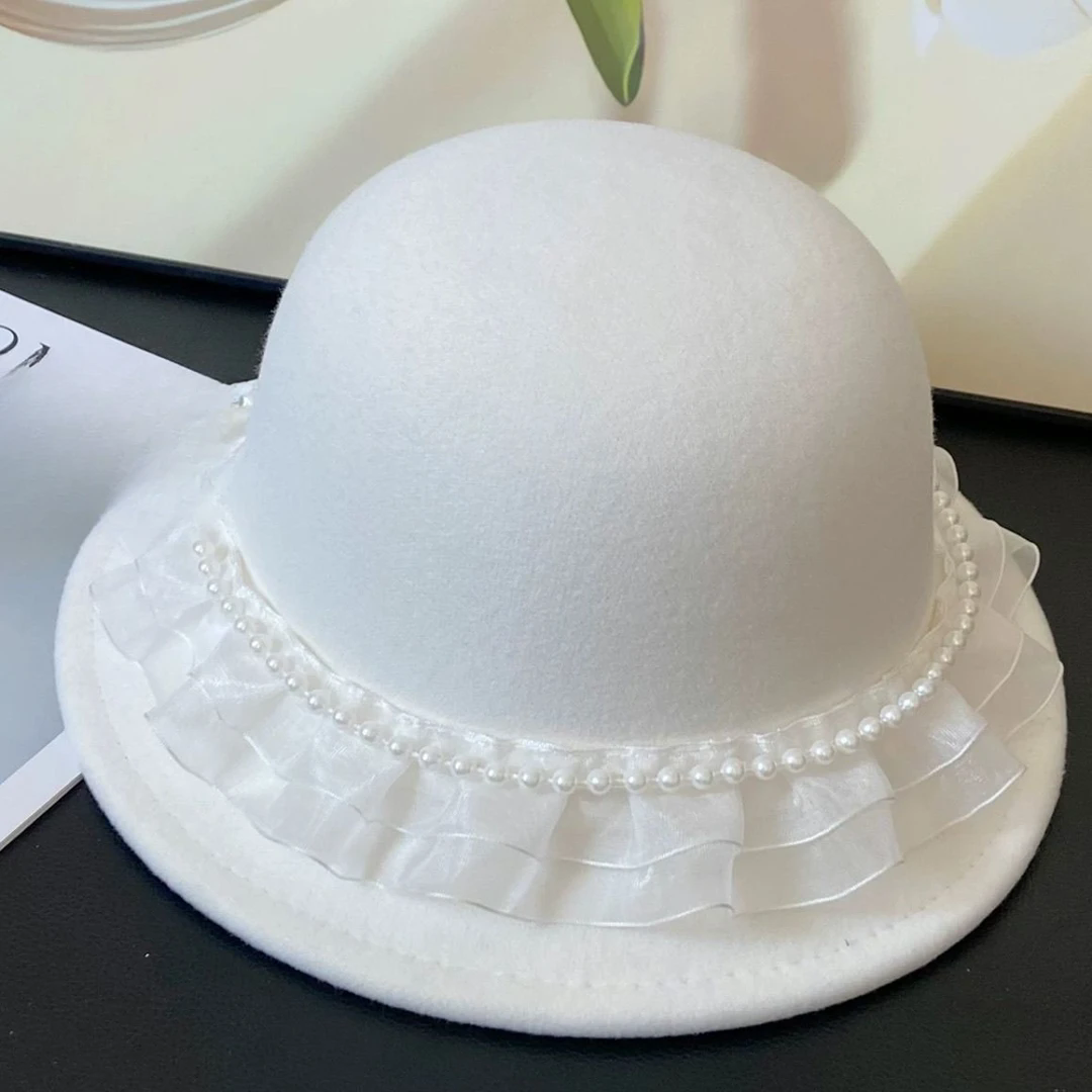 公主家1123秋冬小礼帽小沿羊毛呢帽短檐帽子英伦礼帽名暖逛街盆帽