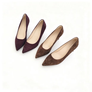 FEDERICA DI DONATO尖头鹿皮单鞋 小众气质名媛真皮细跟高跟鞋女