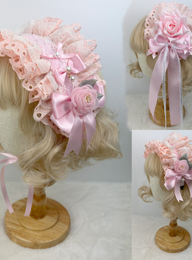 原创Lolita发饰粉色昭和十字恋人