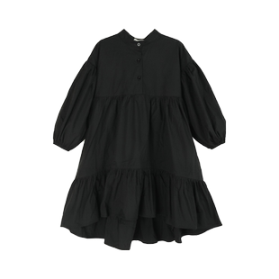 女童连衣裙2026春装新款中大童衬衫裙洋气长袖不规则蛋糕儿童裙子