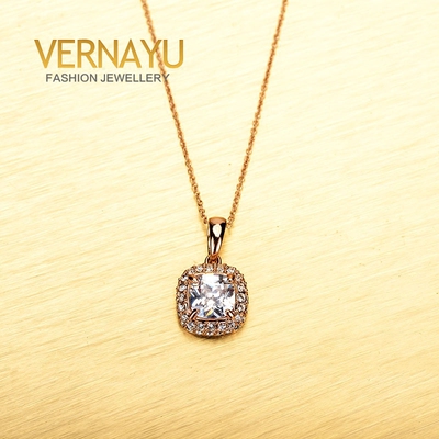 明星耳夹项链18k金水晶吊坠女