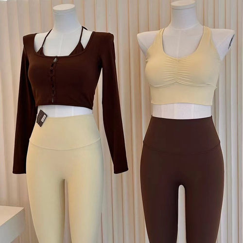 瑜伽服套装女2025新款高级感三件套纯欲风普拉提训练运动健身上衣