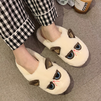 可爱卡通棉拖鞋女秋冬居家用月子防滑半包跟毛毛绒室内保暖棉拖鞋