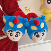 舒适居家保暖情侣毛毛鞋 日系可爱蜡笔小新动感超人棉拖鞋 男女冬季