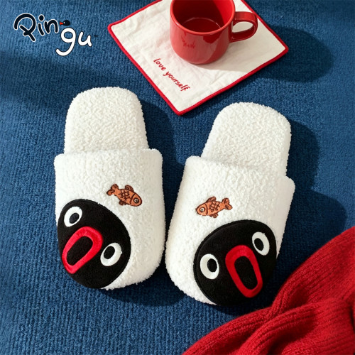 正版pingu小鱼企鹅棉拖鞋男女