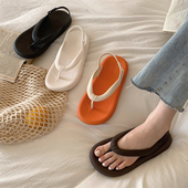 海边度假防滑舒适平底沙滩鞋 韩式 简约学生时尚 女夏季 外穿夹脚凉鞋