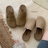 复古勃肯鞋 一脚蹬包头半拖鞋 春夏季 时尚 女士真皮懒人软底舒适新款