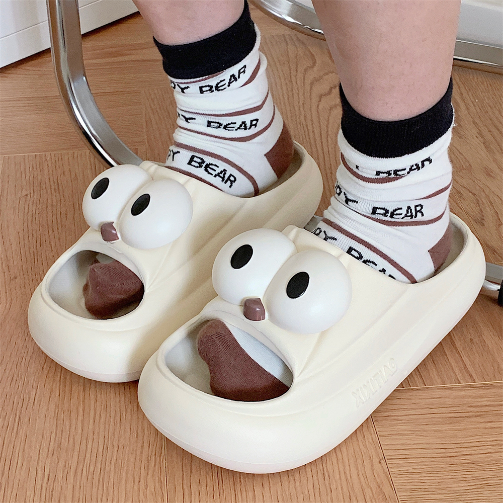 可爱卡通大眼睛居家用防滑凉拖鞋