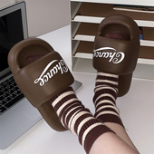 拖鞋 软厚底踩屎感街头风情侣外穿凉拖鞋 百搭潮酷英文字母夏季 男女