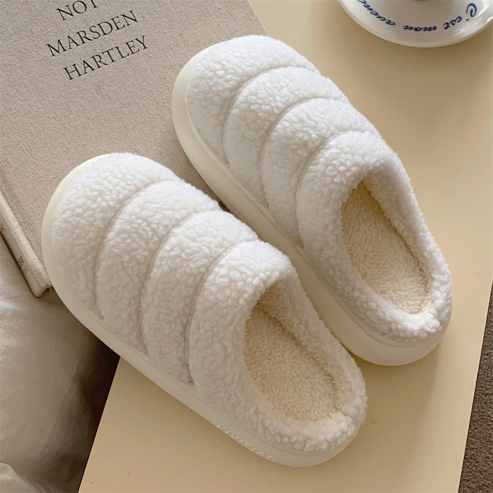 冬季居家简约保暖防滑情侣棉拖鞋