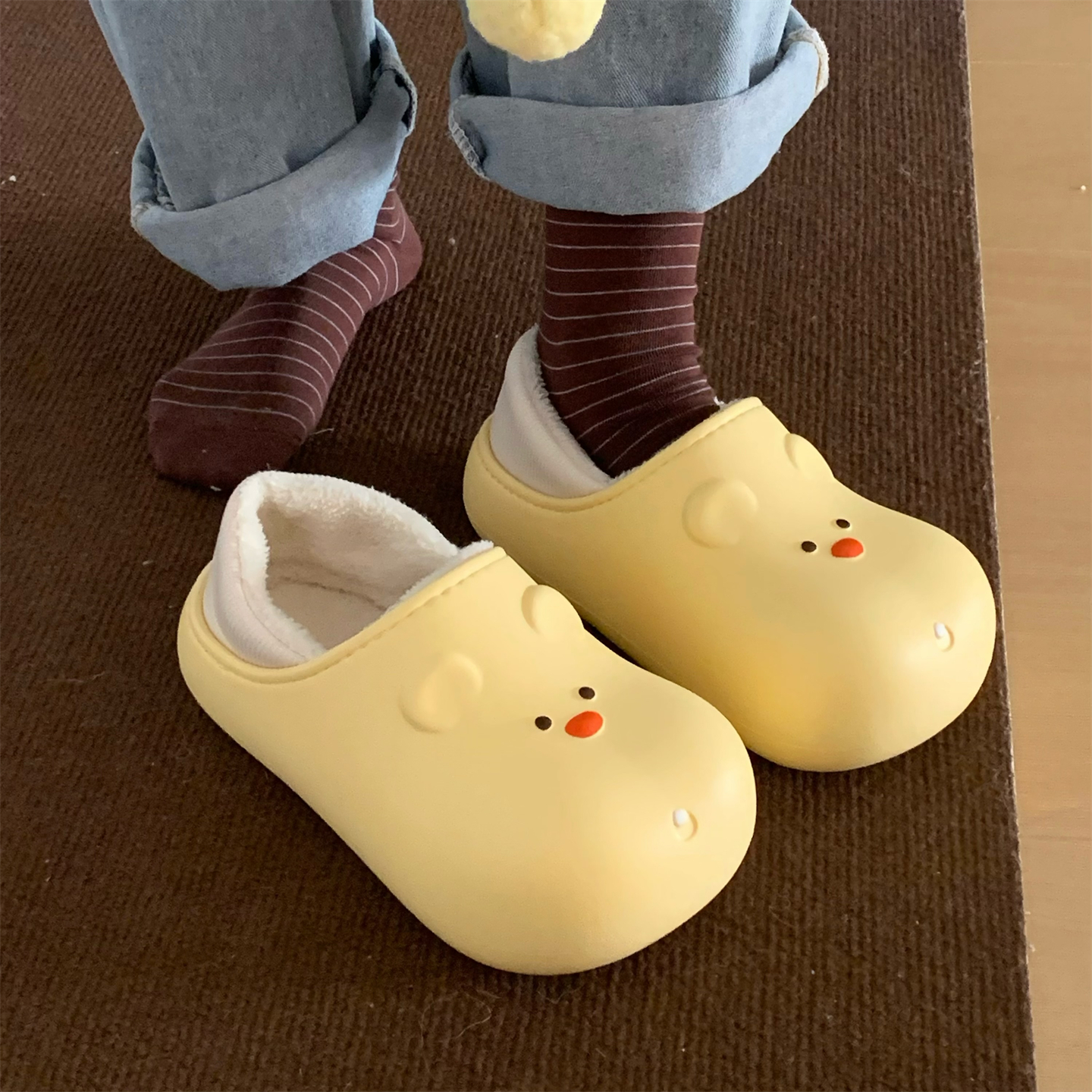 保暖包跟可爱居家小熊防水棉拖鞋