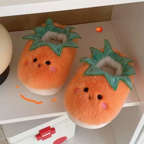 可爱创意番茄保暖防滑舒适棉拖鞋