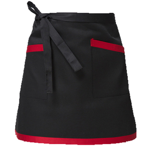 欧德尼饭店咖啡厅服务员小围裙酒店餐厅黑色围半截半身式短围裙红