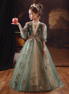 儿童晚礼服公主裙高端婚纱小孩花童钢琴演奏模特走秀演出服秋冬季