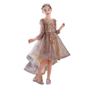 儿童晚礼服女童婚纱宝宝周岁生日花童公主裙小孩高端主持人秋冬季