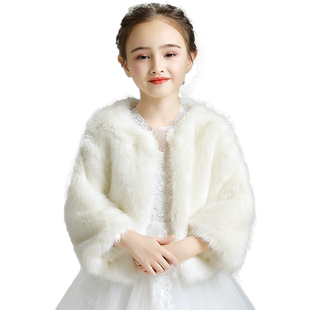 儿童披肩斗篷冬季加厚加绒女童防风保暖外套女孩花童礼服披风坎肩