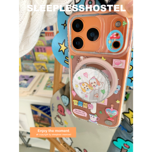 Jelly碎片联名款 失眠招待所 古早风 ninini 可爱透明磁吸支架适用iphone17promax苹果16手机壳原创保护壳