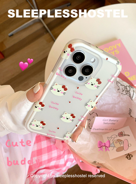 失眠招待所 小猫电台超cute！韩国ins风imd二合一可爱透明圆边适用苹果17promax手机壳iphone16/15磨砂