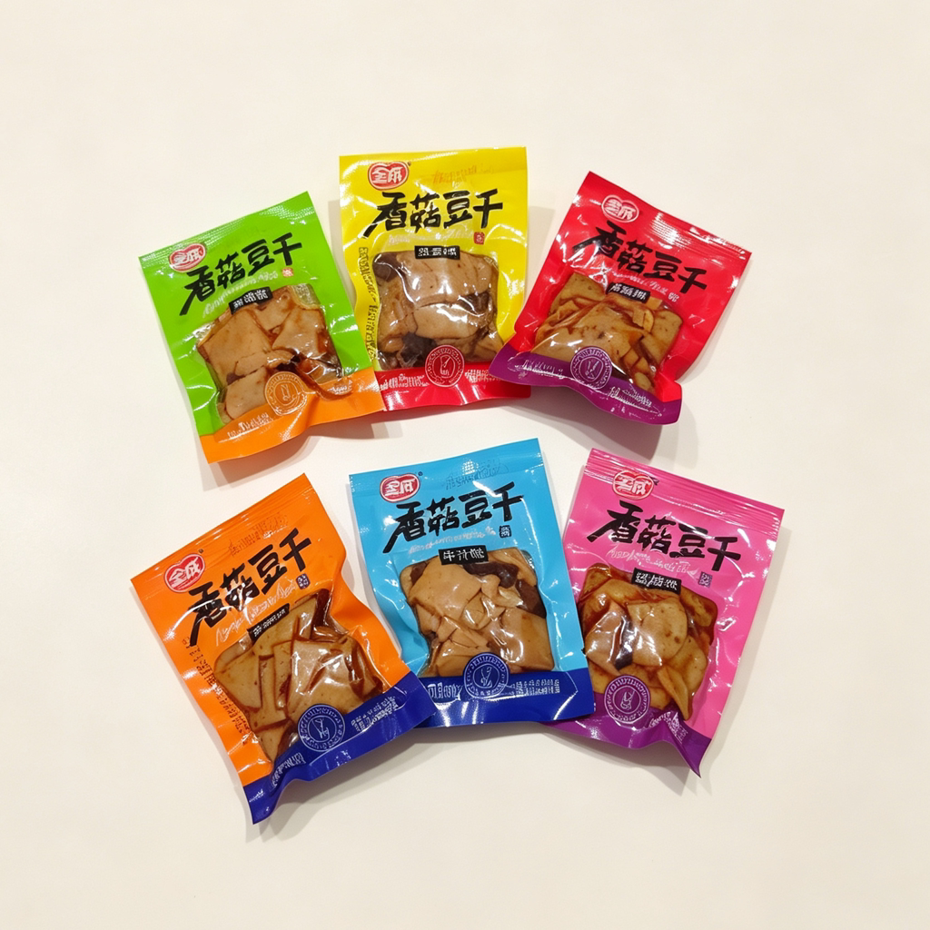 全成香菇豆干麻辣味.香辣味.烧烤味.五香味.牛汁味.泡椒味共6口味