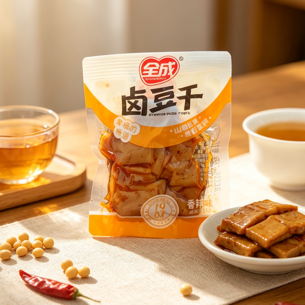 全成卤豆干香辣味500克 多款口味 即食零食 豆腐干食品 口感硬实