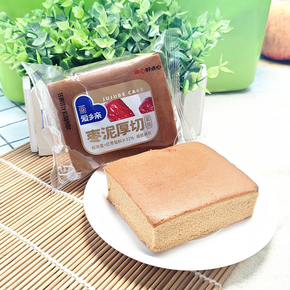 包邮爱乡亲枣泥厚切蛋糕8个约500克 早餐代餐即食糕点 营养鸡蛋糕