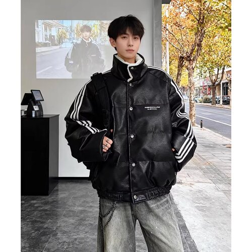 【全场五折】美式三条杠pu皮棉服