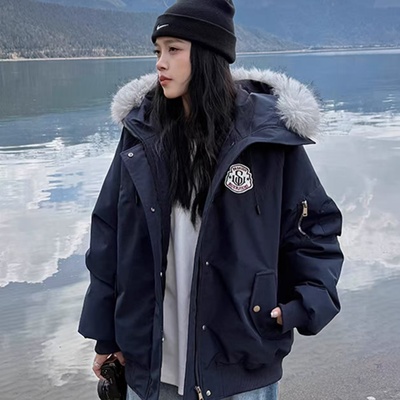 【全场五折】藏青色派克羽绒服潮