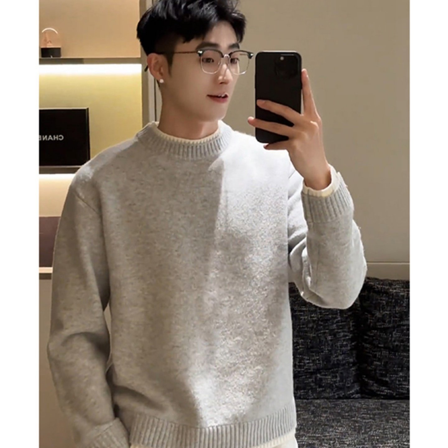 假两件灰色毛衣男款冬季高级感韩系内搭针织衫cleanfit保暖外套潮,男装,针织衫/毛衣,淘宝优惠券,粉丝福利购,淘宝优惠卷