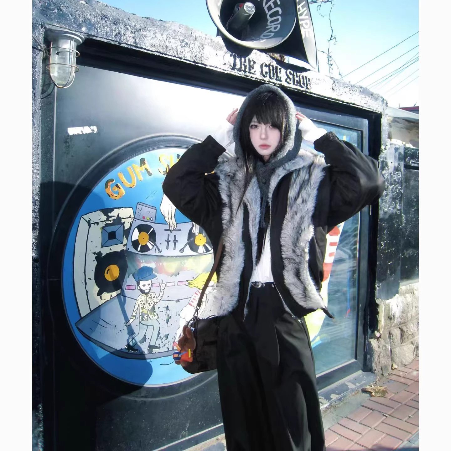 黑色假两件座山雕棉服男款冬季美式廓形短宽棉衣皮草一体保暖外套,男装,棉衣,淘宝优惠券,粉丝福利购,淘宝优惠卷