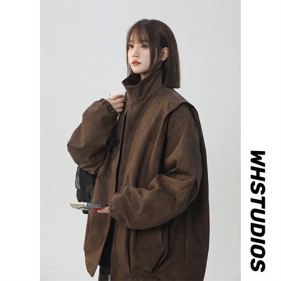 美拉德机能风磨砂PU皮衣外套男