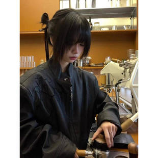 黑色荆棘垫肩夹克男款秋冬cleanfit美式立领外套潮牌高级感棒球服