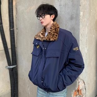 美式豹纹座山雕棉服男款冬季三防立领夹克棉服短款轻骑兵加厚外套