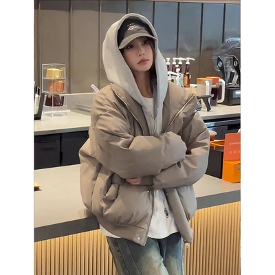 【全场五折】美式pu皮羽绒棉服潮